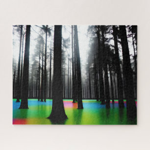 Puzzle Silhouette Abstraite dans Rainbow Lake