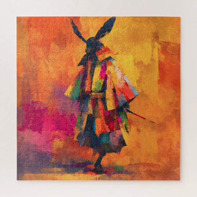 Puzzle Silhouette Abstraite du guerrier de Samurai (Vertical)