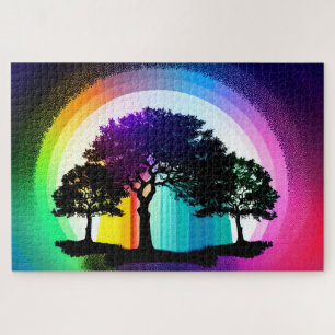 Puzzle Silhouette Arbres Noirs Encerclés de teintes arc-e