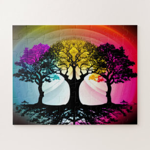 Puzzle Silhouette Art Forêt Multicolore Pour Enfants