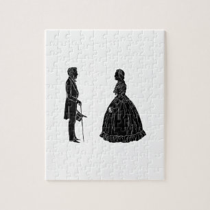 Puzzle silhouette d'abraham lincoln et de mary todd linco
