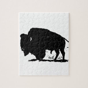 Puzzle Silhouette de buffle noir et blanc