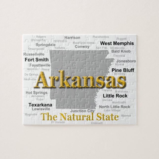 Puzzle Silhouette de carte de l'Arkansas (Horizontal)