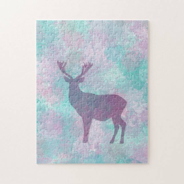 Puzzle Silhouette de cerf Simple abstrait Winter Mignonne (Vertical)