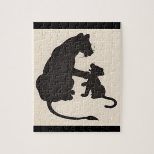 Puzzle silhouette de lion et d'ourlet des années 1930