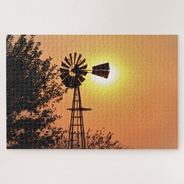 Puzzle Silhouette du coucher de soleil Golden Kansas (Horizontal)
