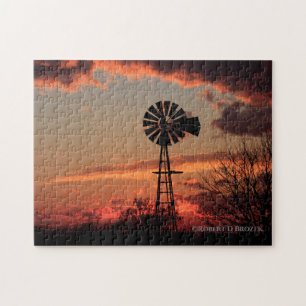 Puzzle Silhouette du moulin à vent du Kansas avec énigme 