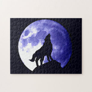 Puzzle Silhouette et Pleine lune Wolf