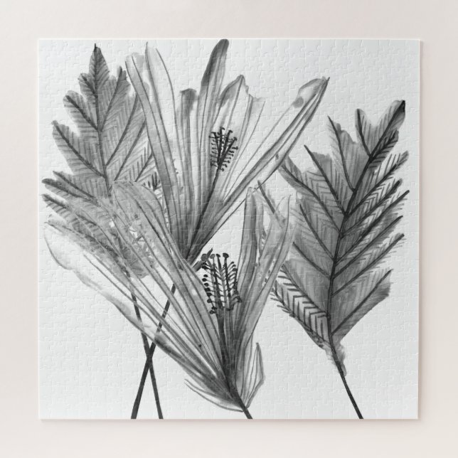 Puzzle Silhouette florale - Gris (Horizontal)