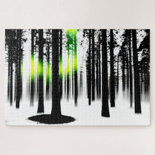 Puzzle Silhouette Forêt-Noire avec un éclat vert étrange