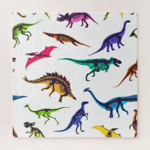 Puzzle Silhouettes de dinosaures : motif de croquis vinta