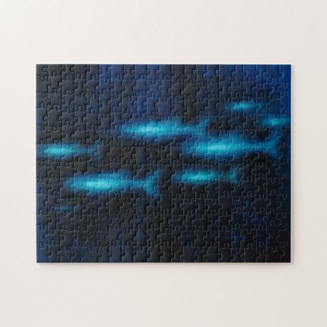 Puzzle Silhouettes de poisson bleu translucide (Horizontal)