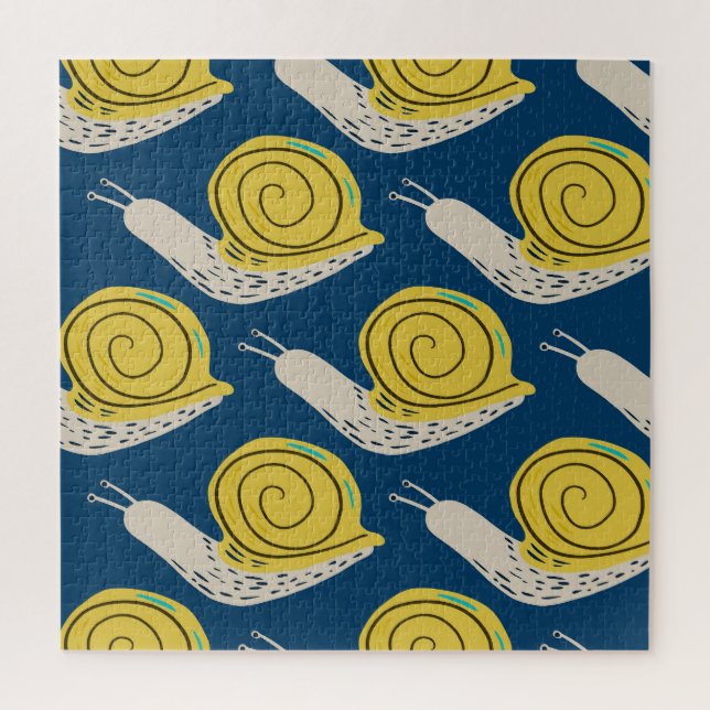 Puzzle Silhouettes d'escargots : jaune, motif rose. (Vertical)