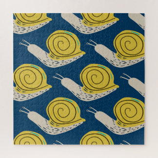 Puzzle Silhouettes d'escargots : jaune, motif rose.