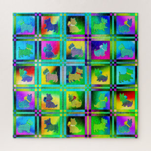 Puzzle Silhouettes Terrier dans un Motif de tableau de bo