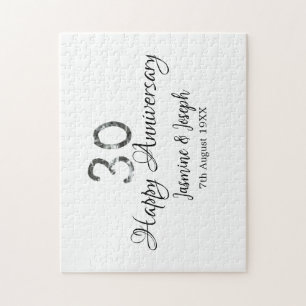 Puzzle Silver Metallic 30th Happy anniversaire ajouter no