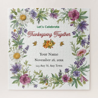 Puzzle Simple Elegant Flower Framed Friendsgiving