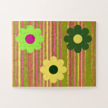 Puzzle simple pour enfants Rayures Fleurs