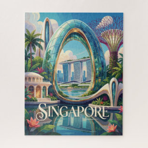 Puzzle Singapour Marina Bay Ville Tropicale Futuriste