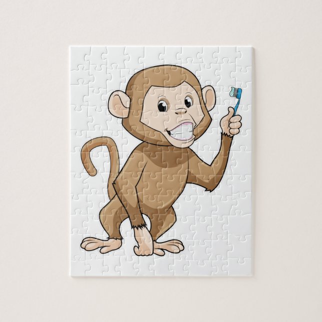 Puzzle Singe avec brosse à dents (Vertical)