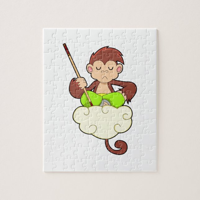 Puzzle Singe en pattes croisées sur nuages (Vertical)