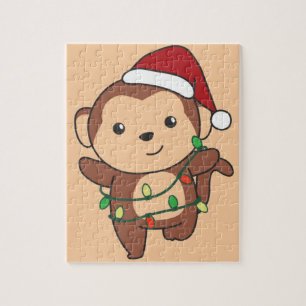 Puzzle Singe Noël Animaux d'hiver Singes Jigsaw Puz