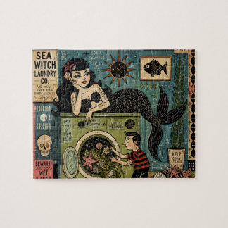 Puzzle Sirène de la mer amusante du milieu du siècle le j