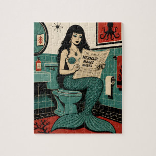 Puzzle Sirène du milieu du siècle sur les toilettes en le