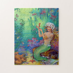 Puzzle Sirène, hippocampe, et poulpe