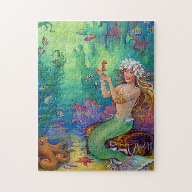 Puzzle Sirène, hippocampe, et poulpe (Vertical)