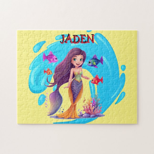 Puzzle Sirènes, Poisson éclaboussant dans l'eau personnal (Horizontal)