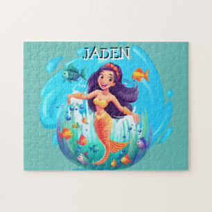 Puzzle Sirènes, Poisson éclaboussant dans l'eau personnal