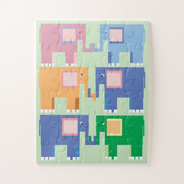 Puzzle Six enfants d'éléphants mignons (Vertical)