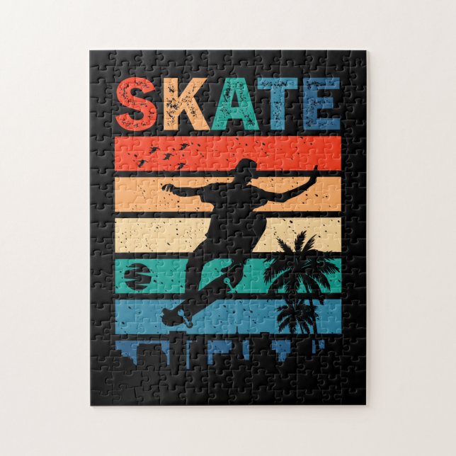 Puzzle Skate Skate Skateboarder Cadeau Skateboard Retro (Vertical)
