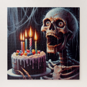 Puzzle Skeleton effrayant Anniversaire Carte de voeux pli