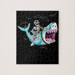 Puzzle Skeleton équitation Zombie Shark Funny Halloween c