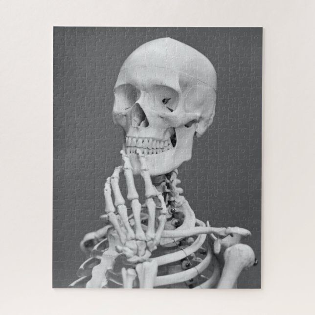 Puzzle Skeleton Skeleton Halloween gris noir et blanc (Vertical)