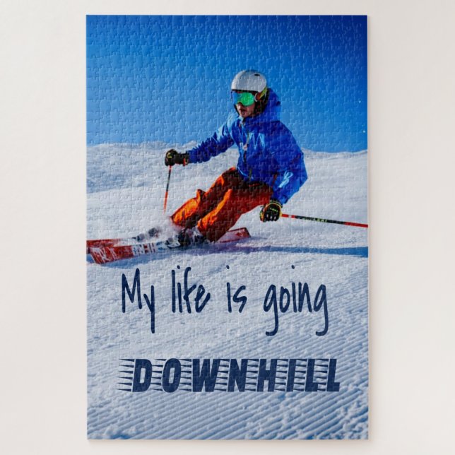 Puzzle Ski de descente Funny Motivational Snow Ski (Vertical)