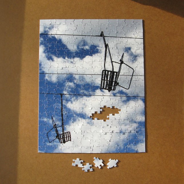 Puzzle Ski Lift et Sky (Ski Lift and Sky Jigsaw Puzzle, in progress, In Situ)