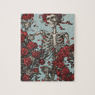 Puzzle Skull Surrounded by Roses
