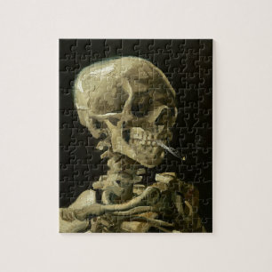 Puzzle Skull with Cigarette by Van Gogh Painting Art