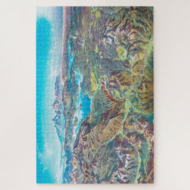 Puzzle Sky Panorama Carte du parc national de Yellowstone (Vertical)