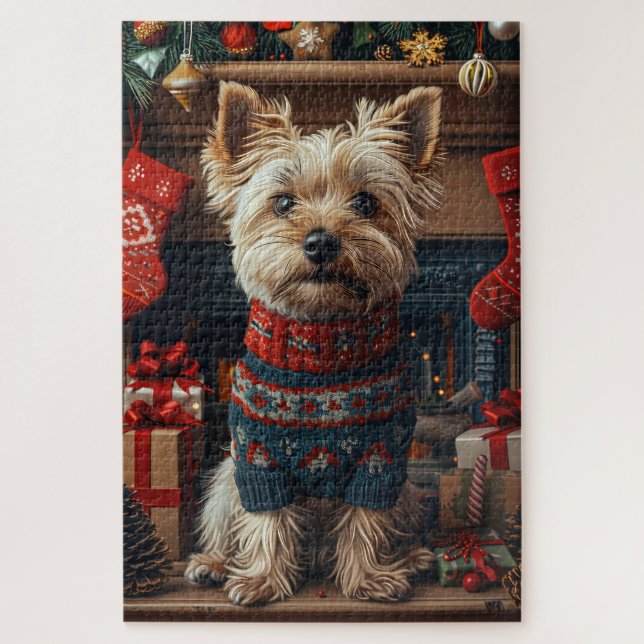 Puzzle Skye Terrier Chien Avec Les Cadeaux De Noël Chemin (Vertical)