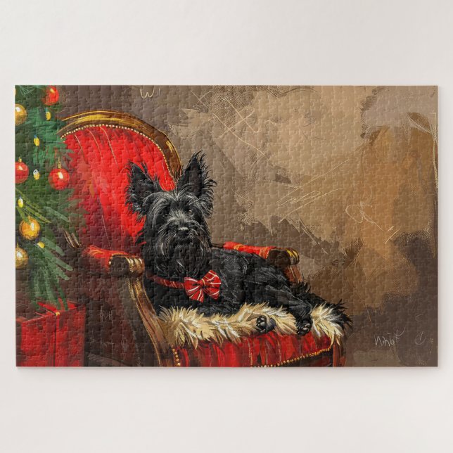 Puzzle Skye Terrier Chien Festif de Noël (Horizontal)