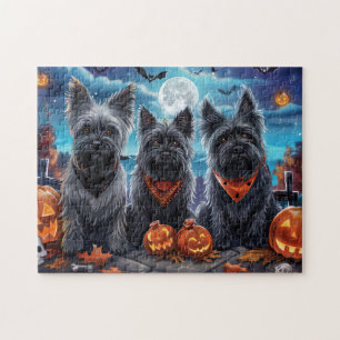 Puzzle Skye Terrier Halloween Éffrayant