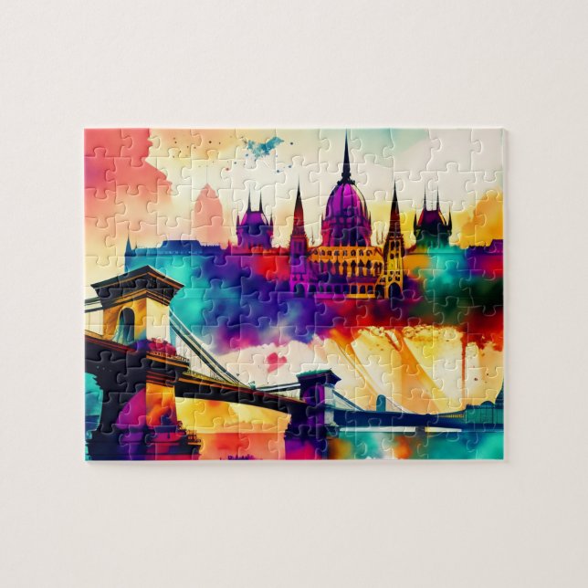 Puzzle Skyline coloré Budapest (Horizontal)
