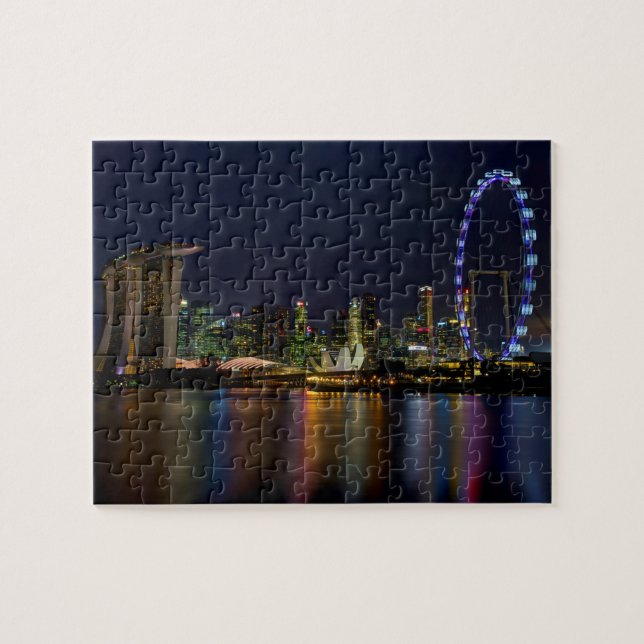 Puzzle Skyline de Singapour par les couleurs de la nuit (Horizontal)