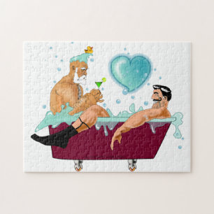 Puzzle SlipperyJoe's deux gays hommes aiment la baignoire