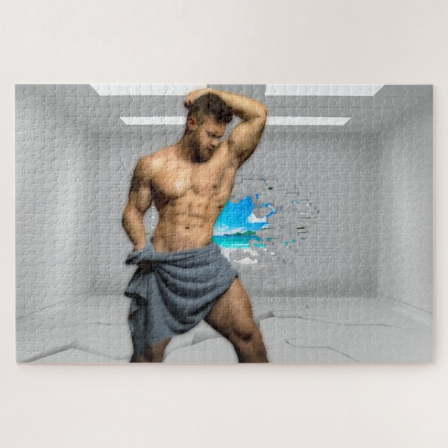Puzzle SlipperyJoe's Man serviette brisée mur de brique b (Horizontal)