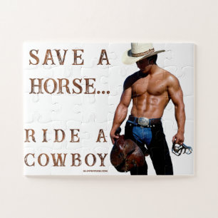 Puzzle SlipperyJoe's save horse ride paille cowboy casque
